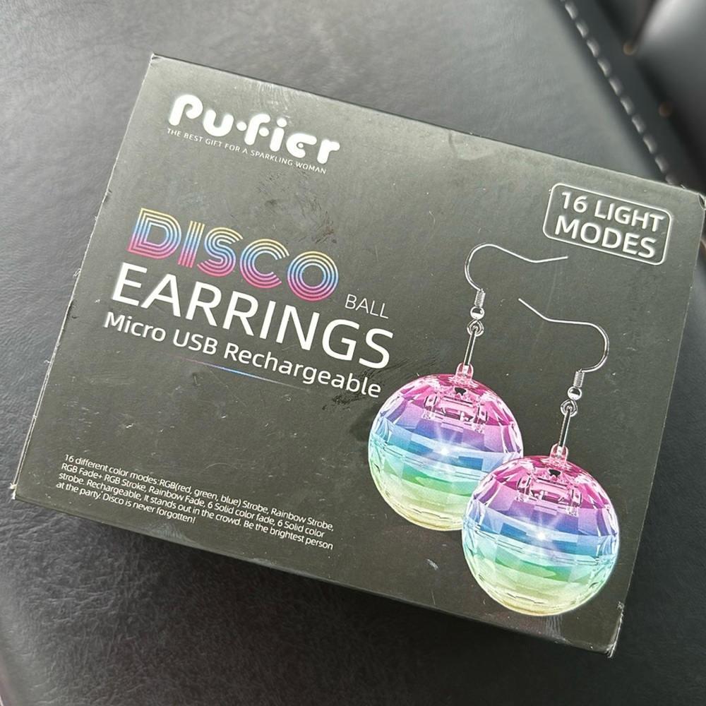Light up disco ball earrings